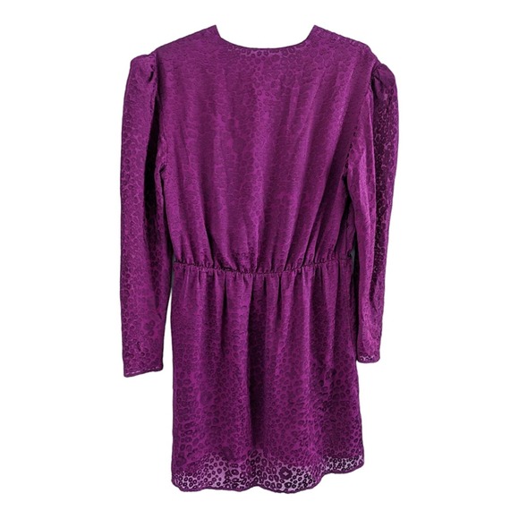 & Other Stories Magenta Leopard Jacquard Long Sleeve Mini Dress Size 12 - Picture 2 of 10